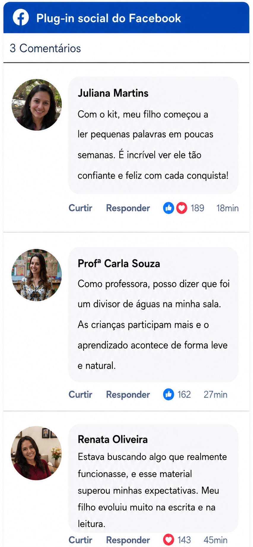 Comentário real de cliente sobre o Kit Grafismo Fonético
