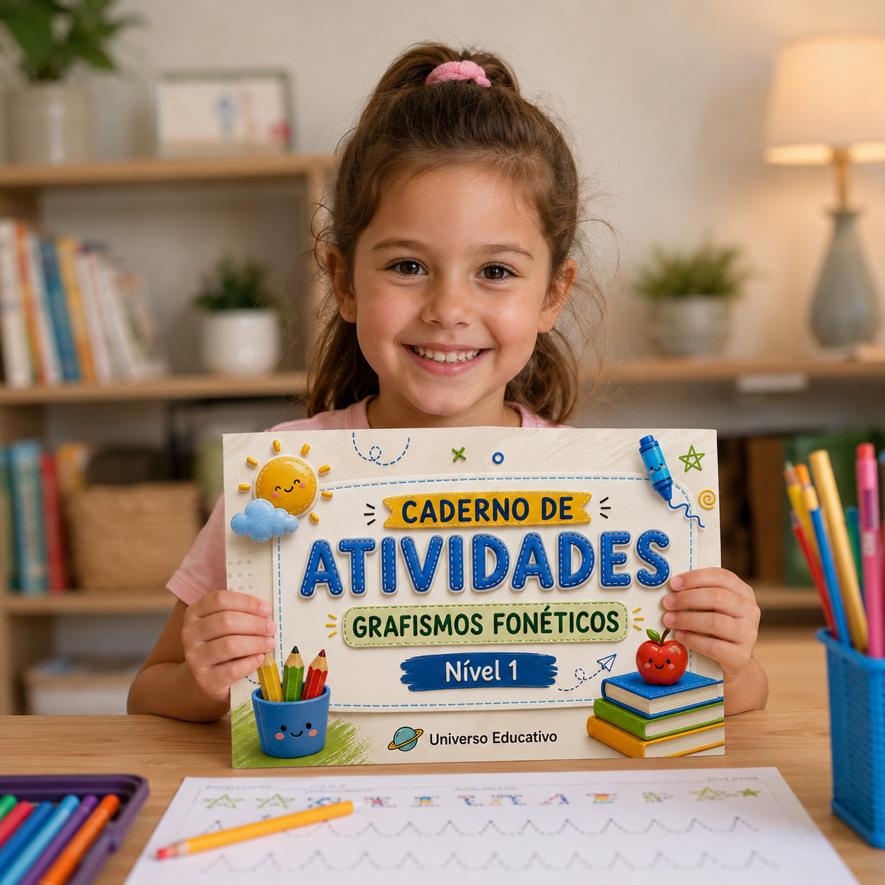 Menina com atividades