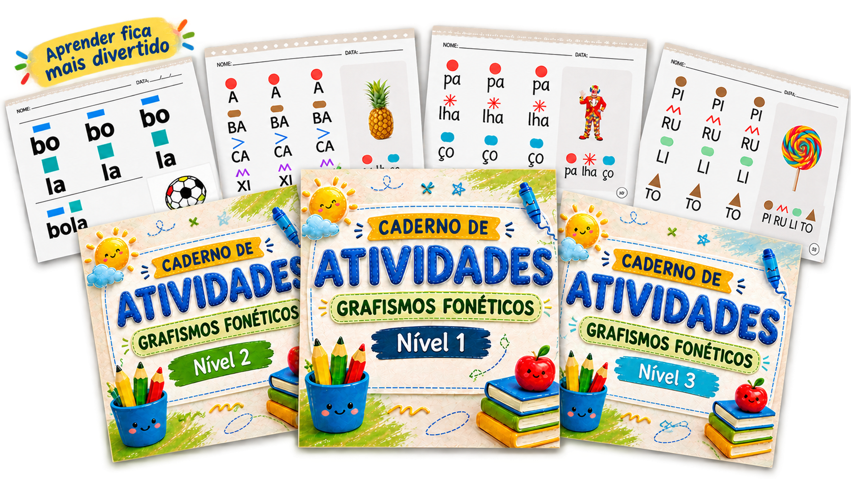 Kit Grafismo Fonético com atividades em PDF para alfabetização